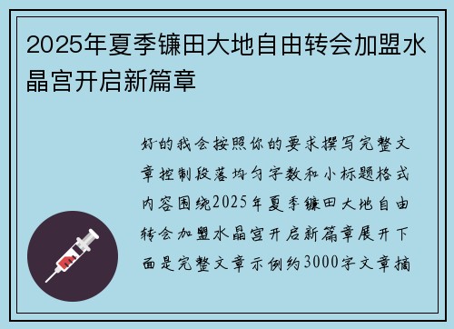 2025年夏季镰田大地自由转会加盟水晶宫开启新篇章